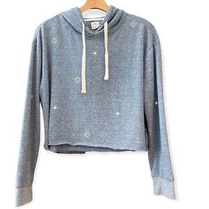 O’Neill Sz S Gray Cali Baja Cropped Gold Sun Print Long Sleeve Hoodie Jacket